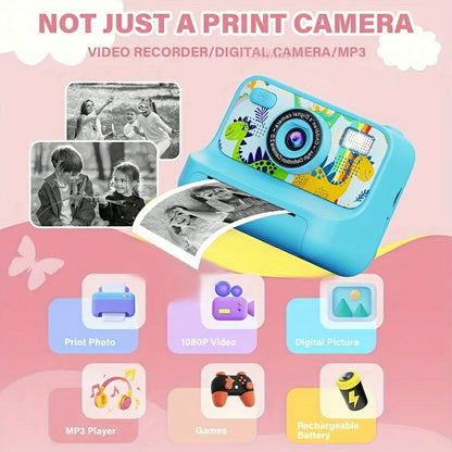 Z12 2.4-inch Mini Children HD Dual Lens Instant Camera Photo Printer with 32G TF Card