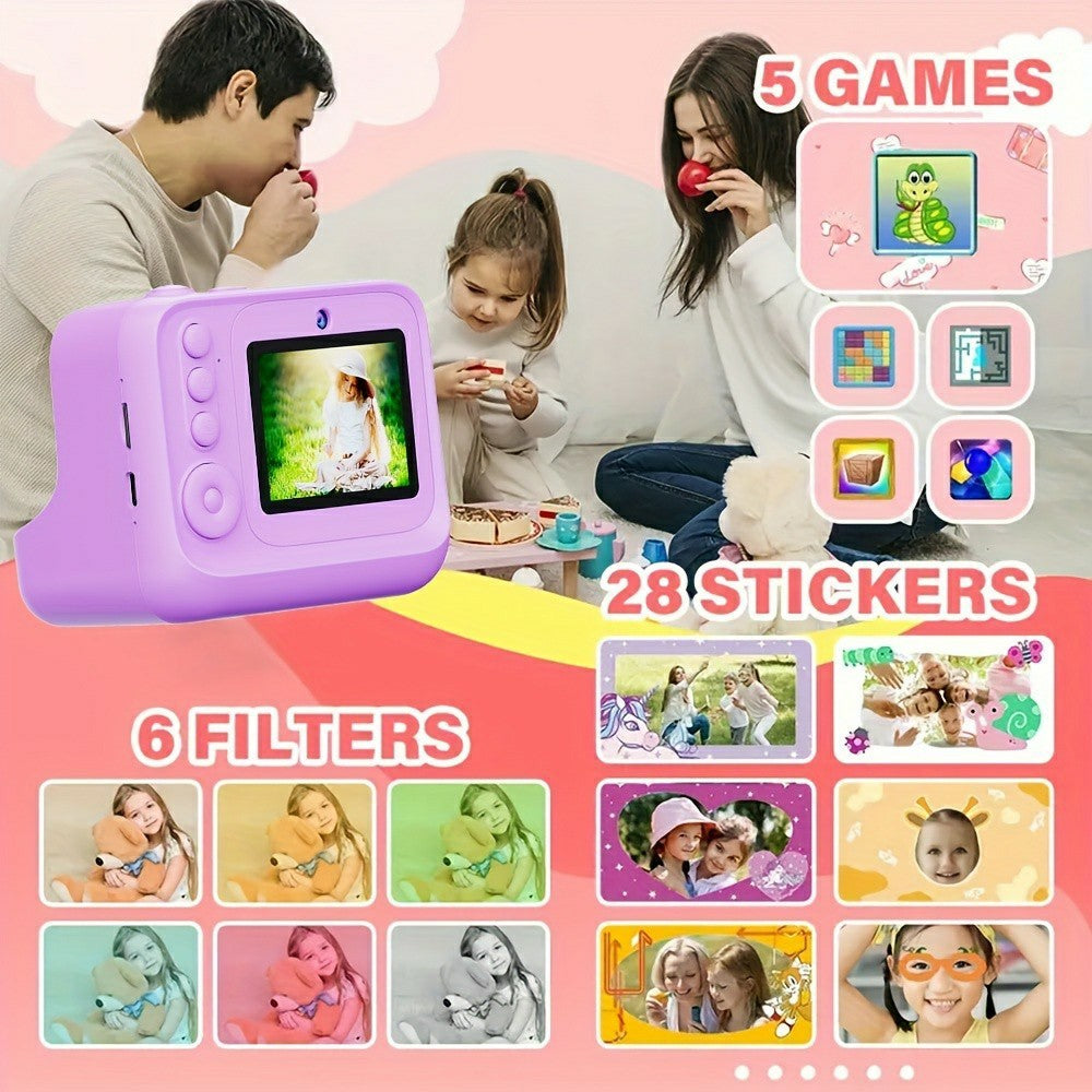 Z12 2.4-inch Mini Children HD Dual Lens Instant Camera Photo Printer with 32G TF Card