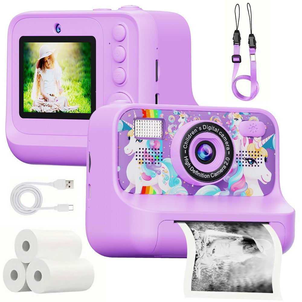 Z12 2.4-inch Mini Children HD Dual Lens Instant Camera Photo Printer with 32G TF Card