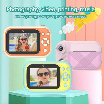 P1S HD Kids Camera 3.5-inch Inkless Print Camera 1080P Portable Cute Mini Camera Support MP3