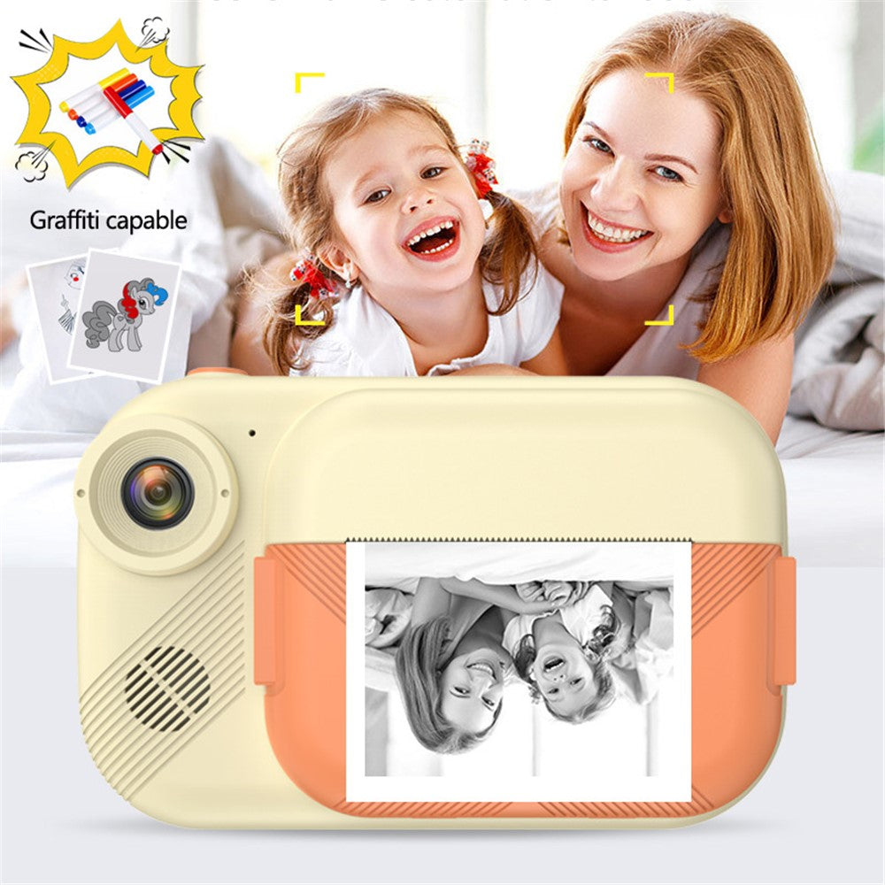 P1S HD Kids Camera 3.5-inch Inkless Print Camera 1080P Portable Cute Mini Camera Support MP3