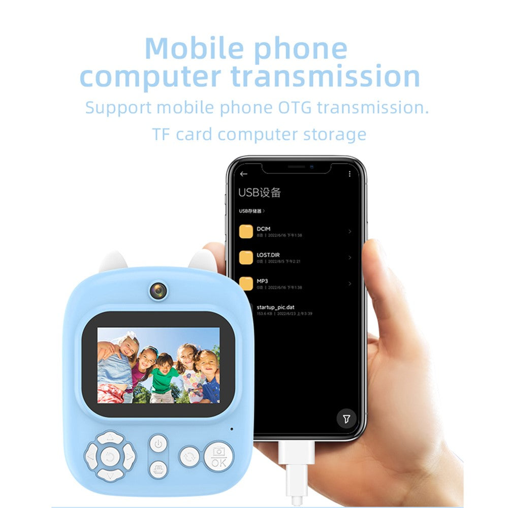 P2 2.4-inch IPS Screen Children Camera Thermal Printer Camera WiFi Printing Camera Support TF Card Storage