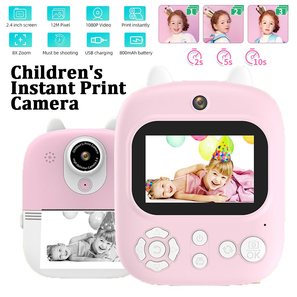 P2 2.4-inch IPS Screen Children Camera Thermal Printer Camera WiFi Printing Camera Support TF Card Storage