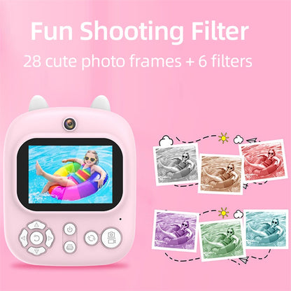 P2 2.4-inch IPS Screen Children Camera Thermal Printer Camera WiFi Printing Camera Support TF Card Storage