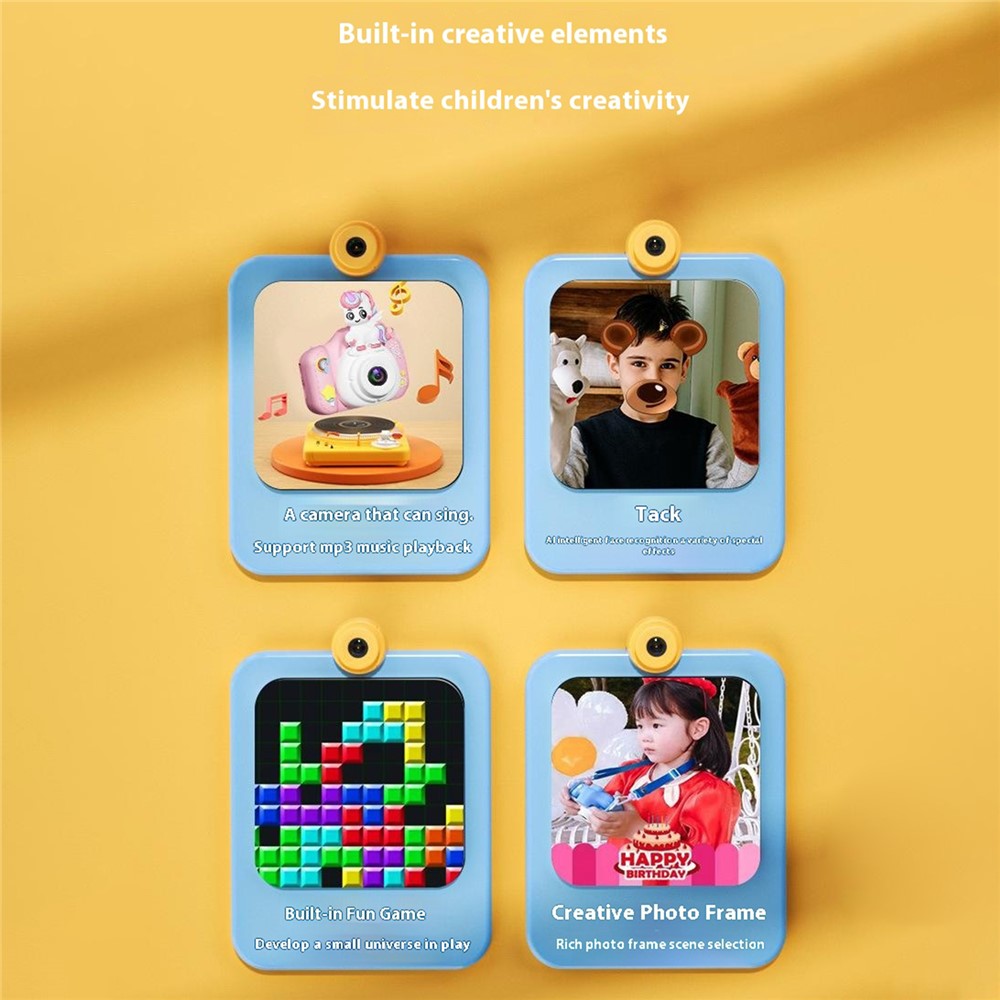 XJ01 2.0 Inch HD Dual Lens Children Digital Camera Cartoon Animal Video Recorder Built In Games