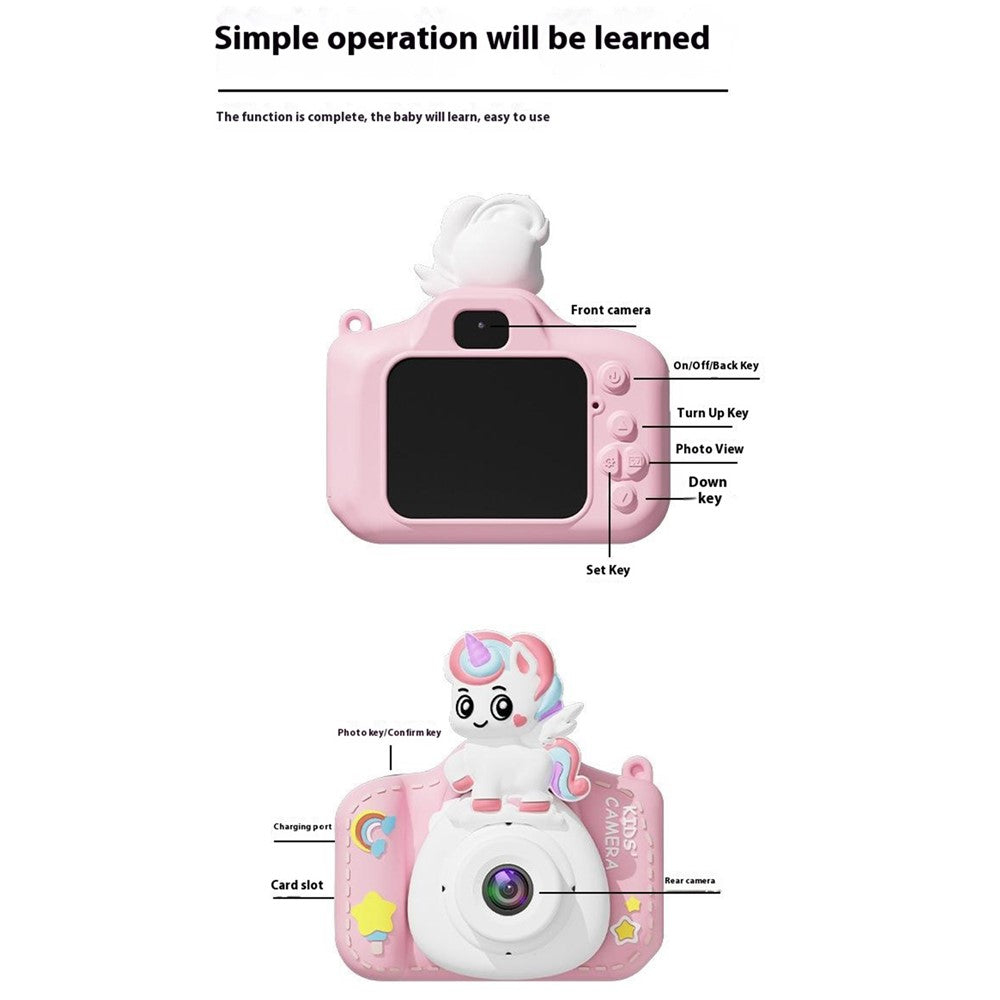 XJ01 2.0 Inch HD Dual Camera Digital Camera with 32GB Card and Reader Cartoon Kids Camera