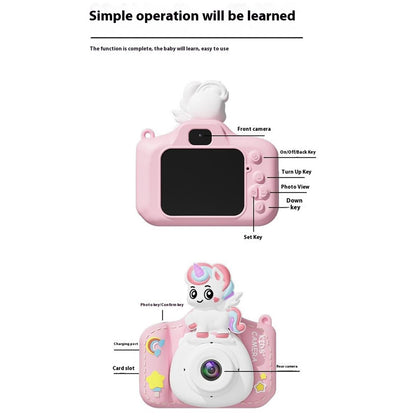 XJ01 2.0 Inch HD Dual Camera Digital Camera with 32GB Card and Reader Cartoon Kids Camera