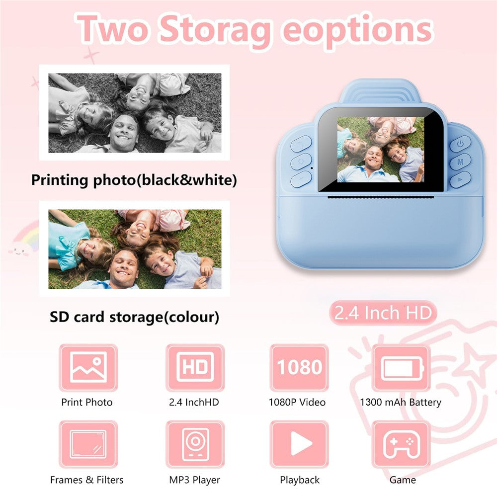 S9 2.4 Inch Kids Instant Print Camera Thermal Printer Children HD Video Recorder