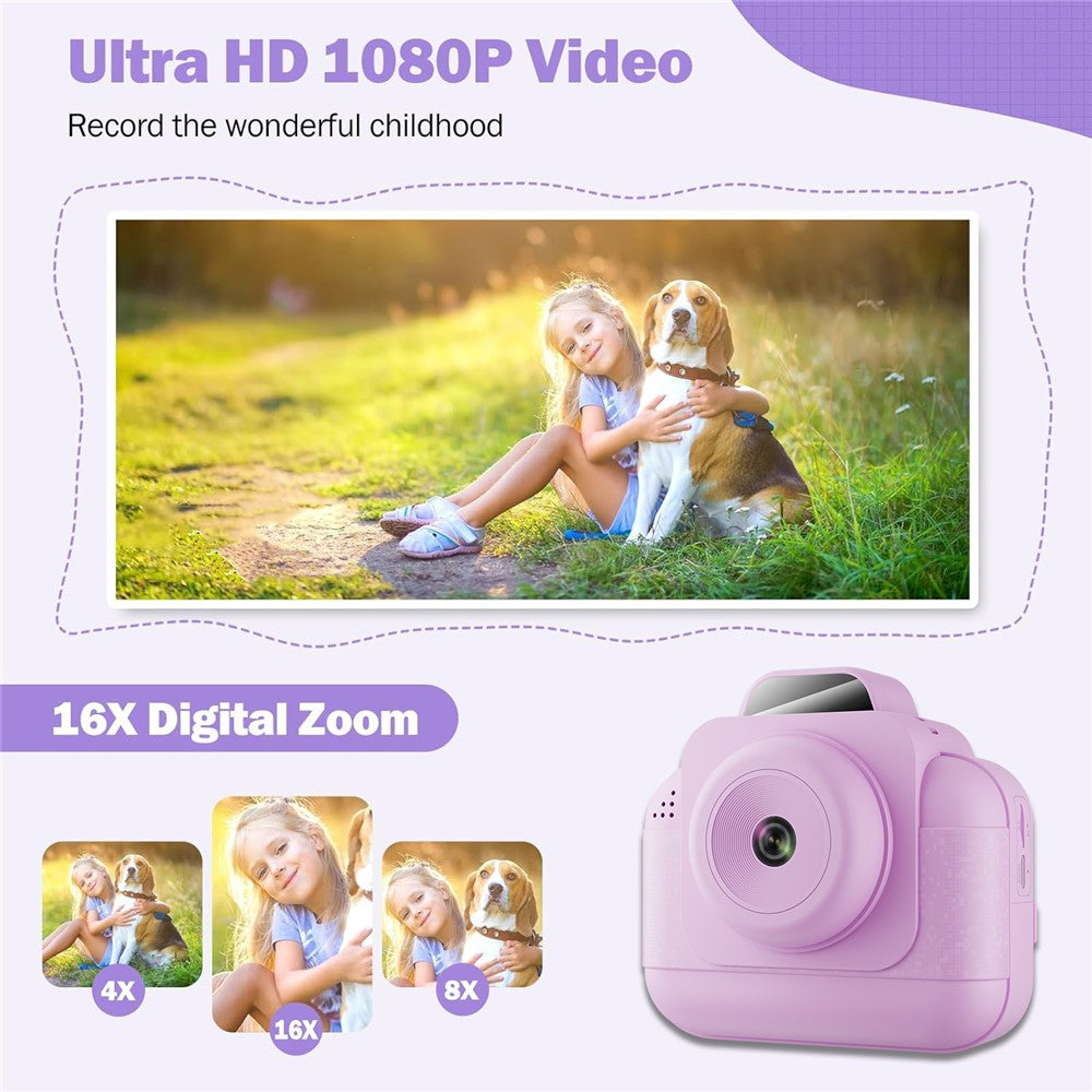 S9 2.4 Inch Kids Instant Print Camera Thermal Printer HD Video Recorder with 32G TF Card + Card Reader