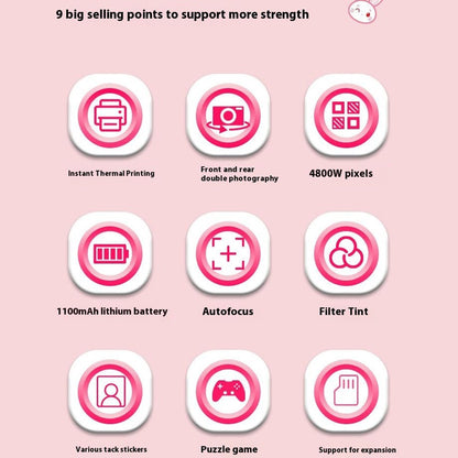 FB-001B HD Dual Lens 2.4 Inch Instant Print Camera 10x Zoom Kids Camera with 32G TF Card + Card Reader