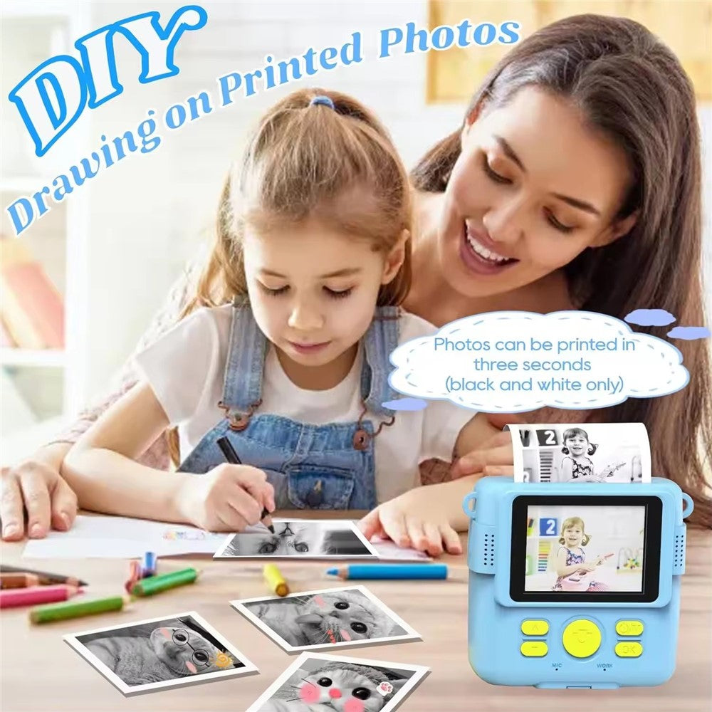 ABS-681 2.4 Inch IPS Screen Mini Kids Camera Instant Print Digital Camera HD 1080P Video Recorder