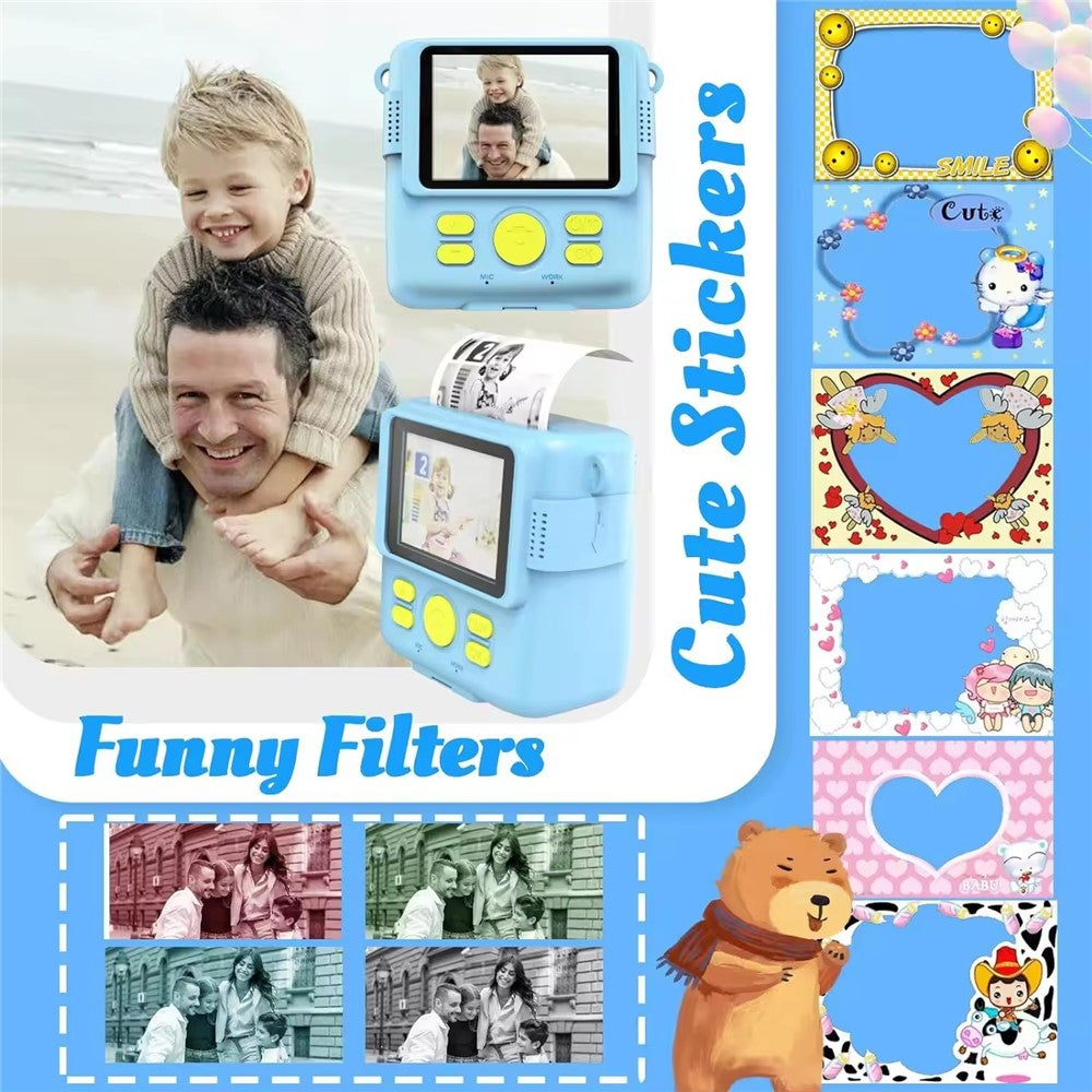 ABS-681 2.4 Inch IPS Screen Mini Kids Camera Instant Print Digital Camera HD 1080P Video Recorder