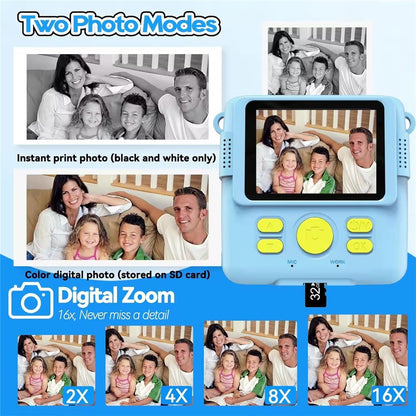 ABS-681 2.4 Inch IPS Screen Mini Kids Camera Instant Print Digital Camera HD 1080P Video Recorder