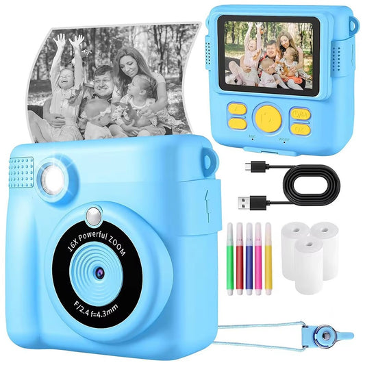 ABS-681 2.4 Inch IPS Screen Instant Print Mini Kids Camera HD 1080P Video Recorder with 32G Memory Card + Color Pens