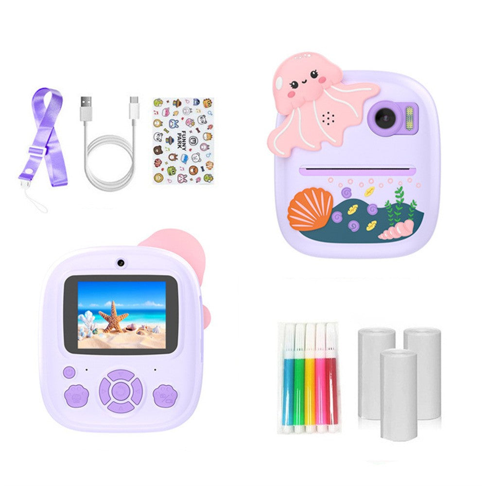 P8 Kids Camera Dual Lens Instant Print 2.4 Inch IPS Screen Video Recorder with 32GB Card + Card Reader