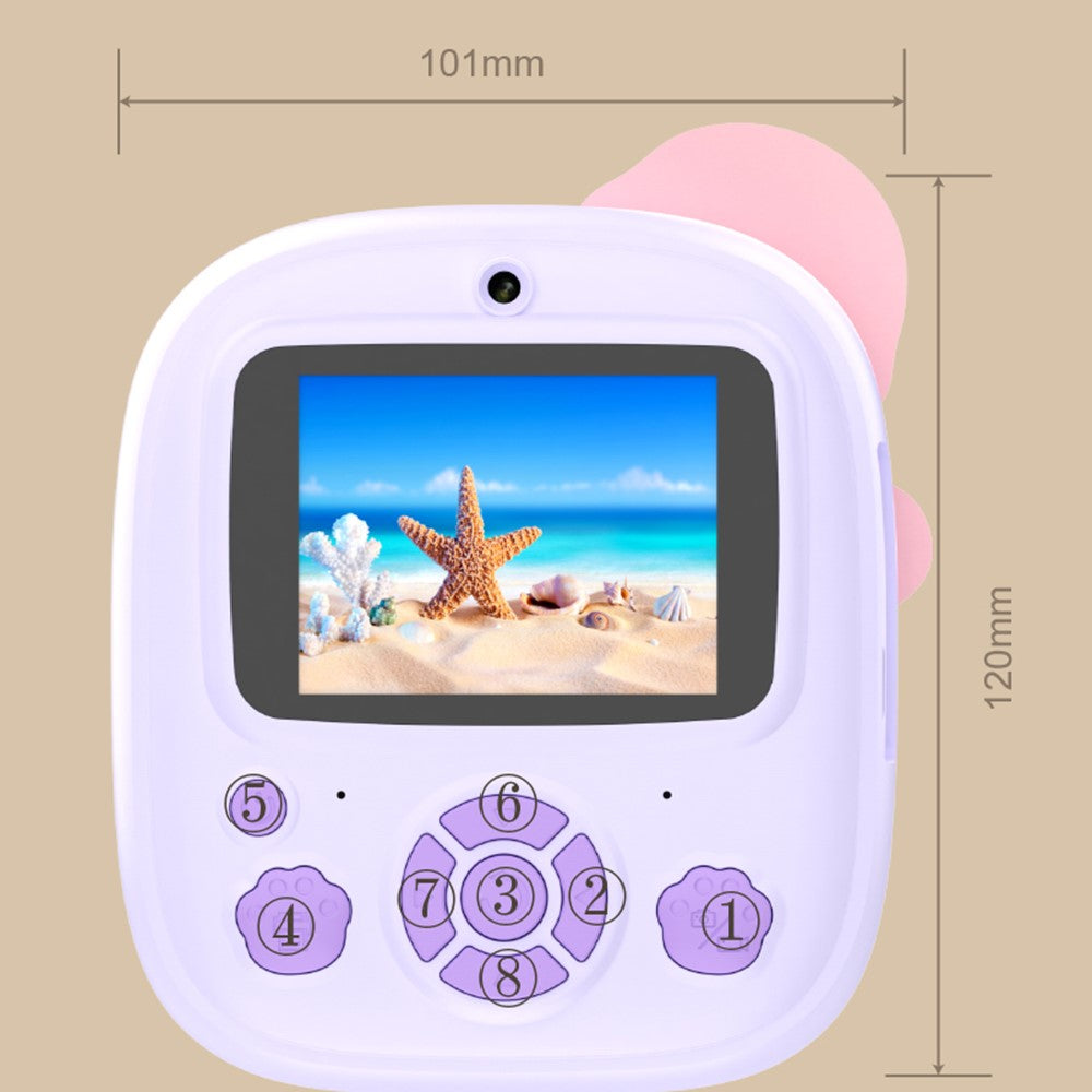P8 Kids Camera Dual Lens Instant Print 2.4 Inch IPS Screen Video Recorder with 32GB Card + Card Reader