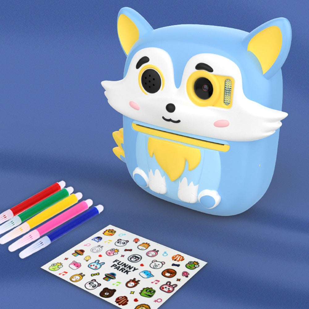 P7 2.4 Inch IPS Screen Kids Digital Camera Dual Lens Instant Printer with 32GB Card + Card Reader