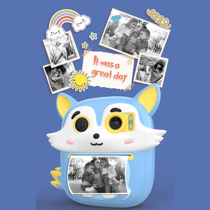 P7 2.4 Inch IPS Screen Kids Digital Camera Dual Lens Instant Printer with 32GB Card + Card Reader