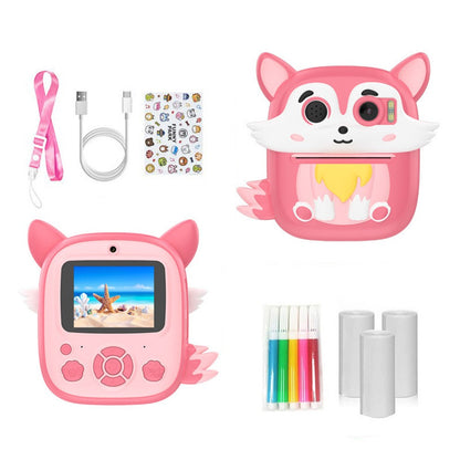 P7 2.4 Inch IPS Screen Kids Digital Camera Dual Lens Instant Printer with 32GB Card + Card Reader