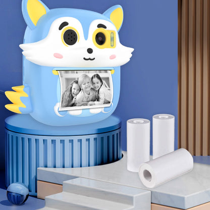 P7 2.4 Inch IPS Screen Cartoon Fox Kids Camera Instant Print Dual Lens HD Video Recorder for Children