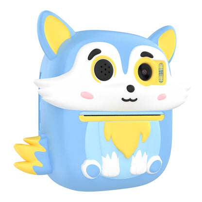 P7 2.4 Inch IPS Screen Cartoon Fox Kids Camera Instant Print Dual Lens HD Video Recorder for Children