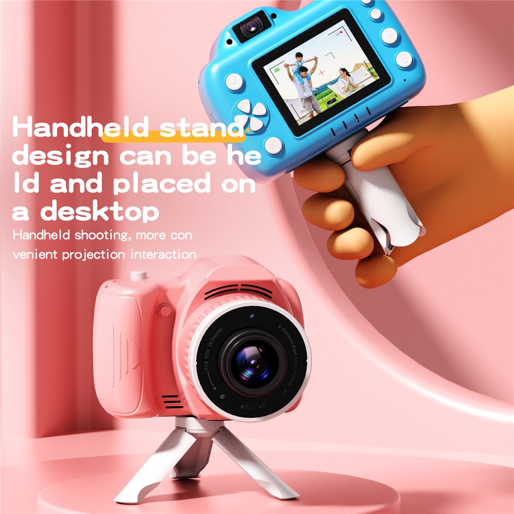 K100 2.8 Inch HD Projection Camera for Kids Educational Toy with 62G Memory Card + Card Reader