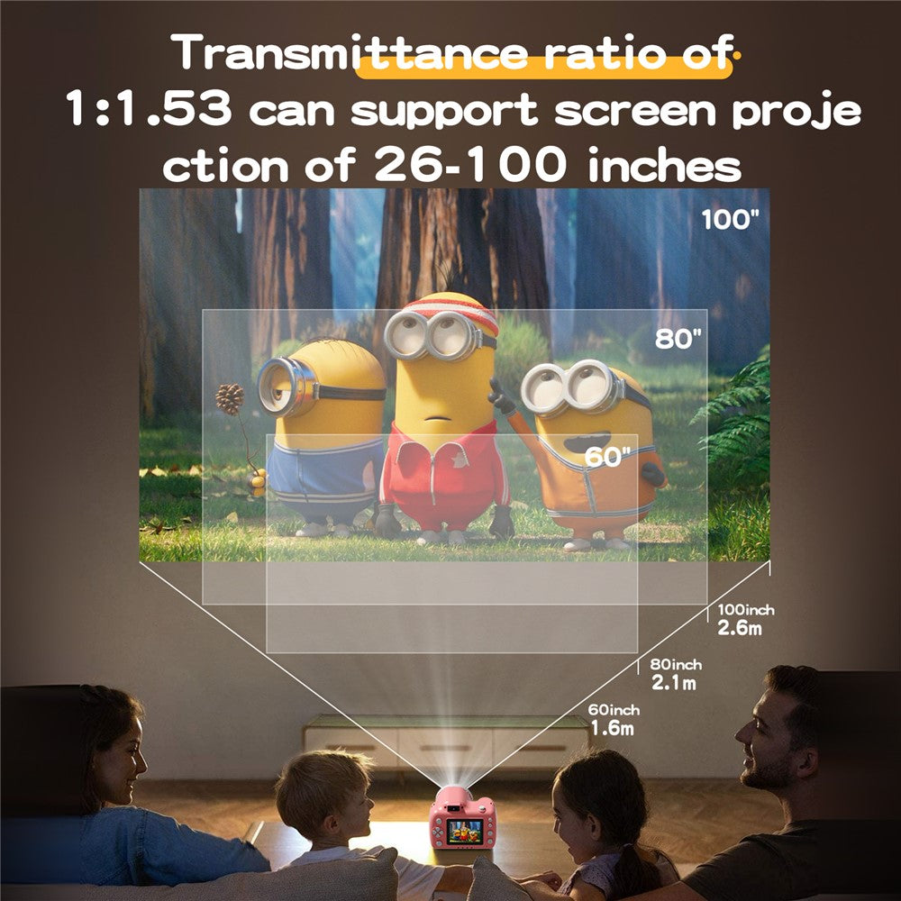 K100 2.8 Inch HD Projection Camera for Kids Educational Toy with 62G Memory Card + Card Reader