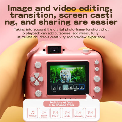 K100 2.8 Inch HD Projection Camera for Kids Educational Toy with 62G Memory Card + Card Reader