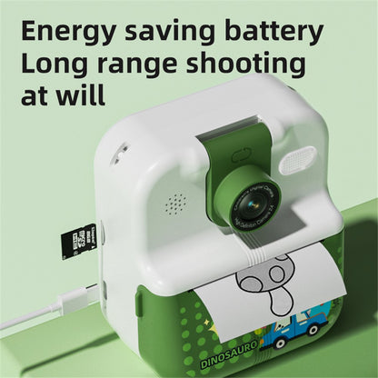 P02 2.4 Inch Instant Print Camera Cartoon Animal Pattern Flip Lens HD Camera for Kids with 32GB Card + Card Reader