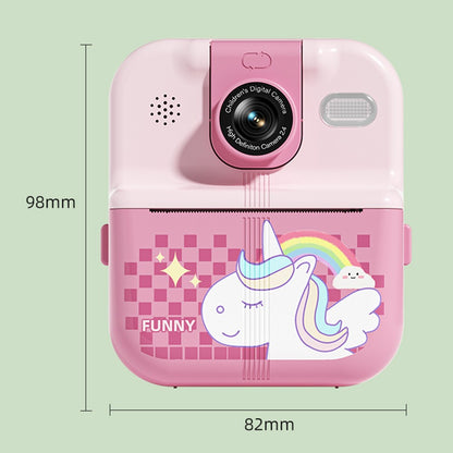 P02 2.4 Inch Instant Print Camera Cartoon Animal Pattern Flip Lens HD Camera for Kids with 32GB Card + Card Reader
