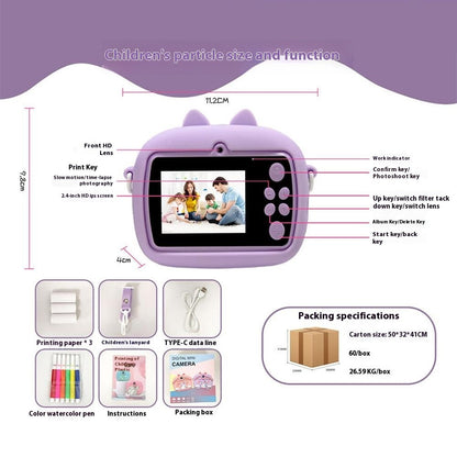 Z13 2.4 Inch Instant Print Camera for Kids HD Dual Lens Video Recorder with 32G TF Card + Card Reader