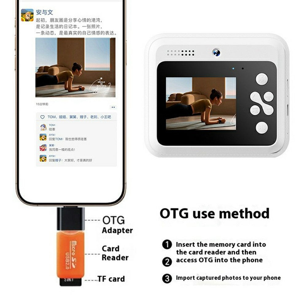 K22 2.4 Inch HD Digital Camera for Kids Instant Print Photo Video Recording Camera with 32GB Memory Card and Card Reader