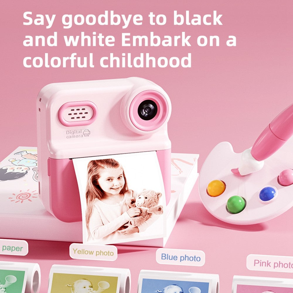 P03 Instant Print Camera for Kids 1080P Digital Video Camcorder Dual Cameras with 3 Rolls Print Paper
