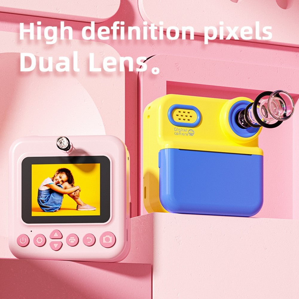 P03 Instant Print Camera for Kids 1080P Digital Video Camcorder Dual Cameras with 3 Rolls Print Paper