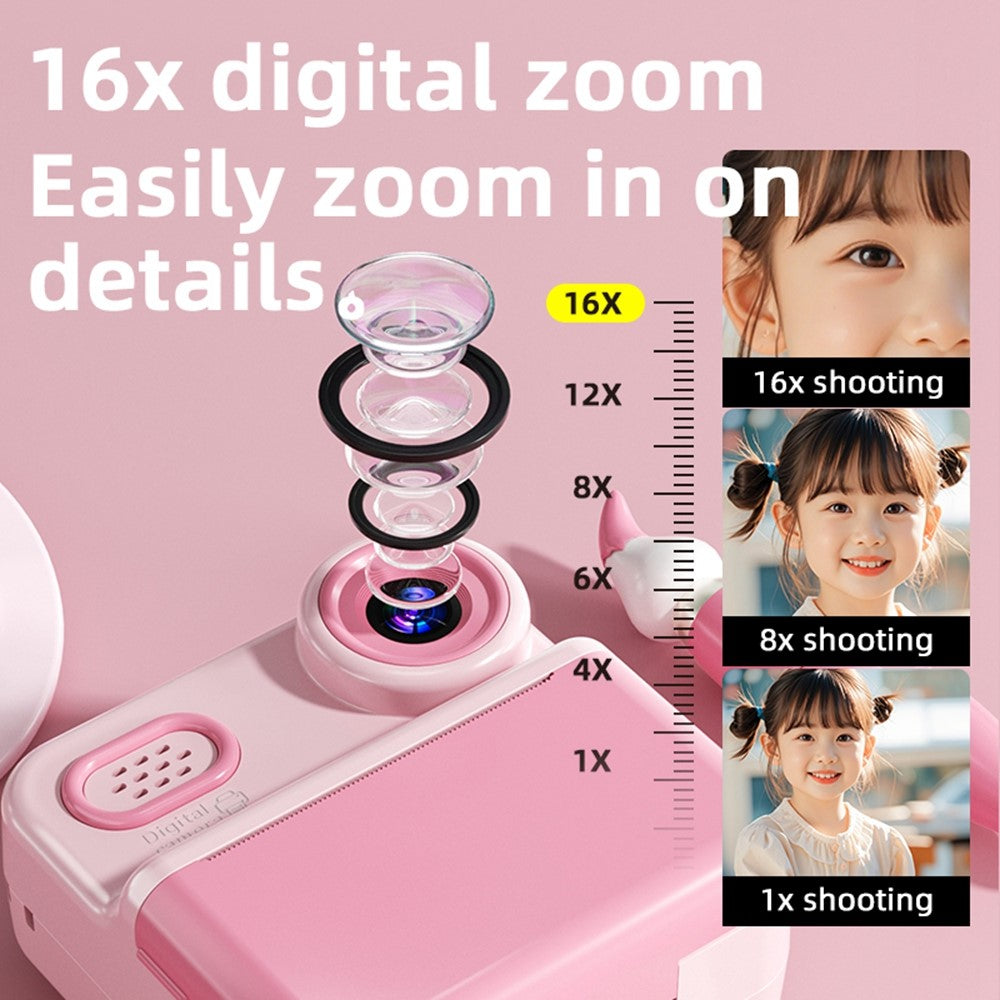P03 Instant Print Camera for Kids 1080P Digital Video Camcorder with 32G Memory Card and Card Reader
