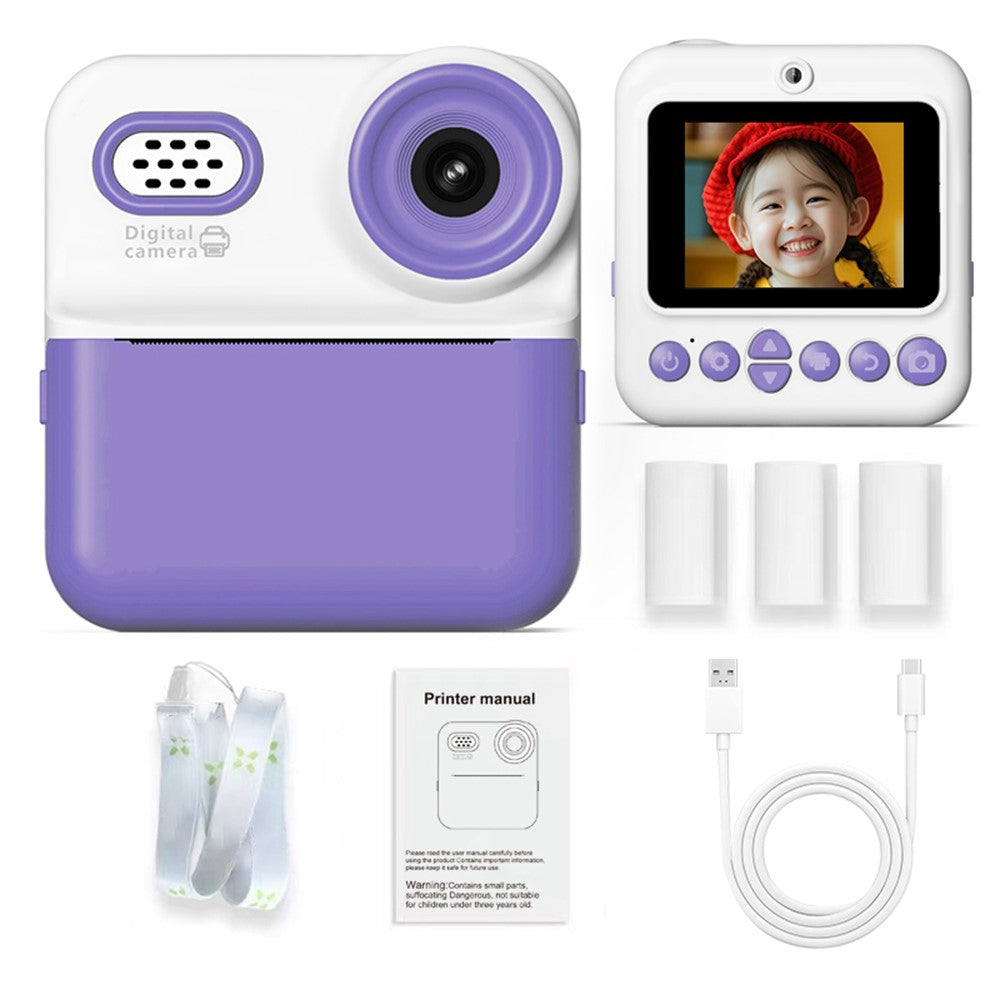 P03 Instant Print Camera for Kids 1080P Digital Video Camcorder with 32G Memory Card and Card Reader