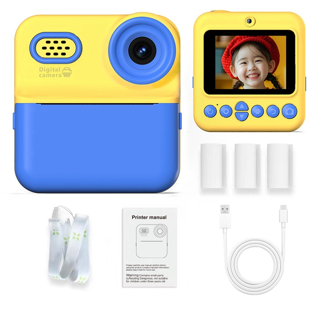 P03 Instant Print Camera for Kids 1080P Digital Video Camcorder with 32G Memory Card and Card Reader