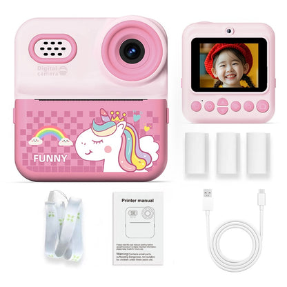 P03 Instant Print Camera for Kids Pattern Print 2.4 Inch HD 1080P Dual Camera Gift for Toddler