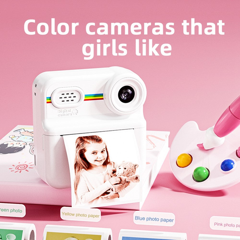 P03 Instant Print Camera for Kids Pattern Print 2.4 Inch HD 1080P Dual Camera Gift for Toddler