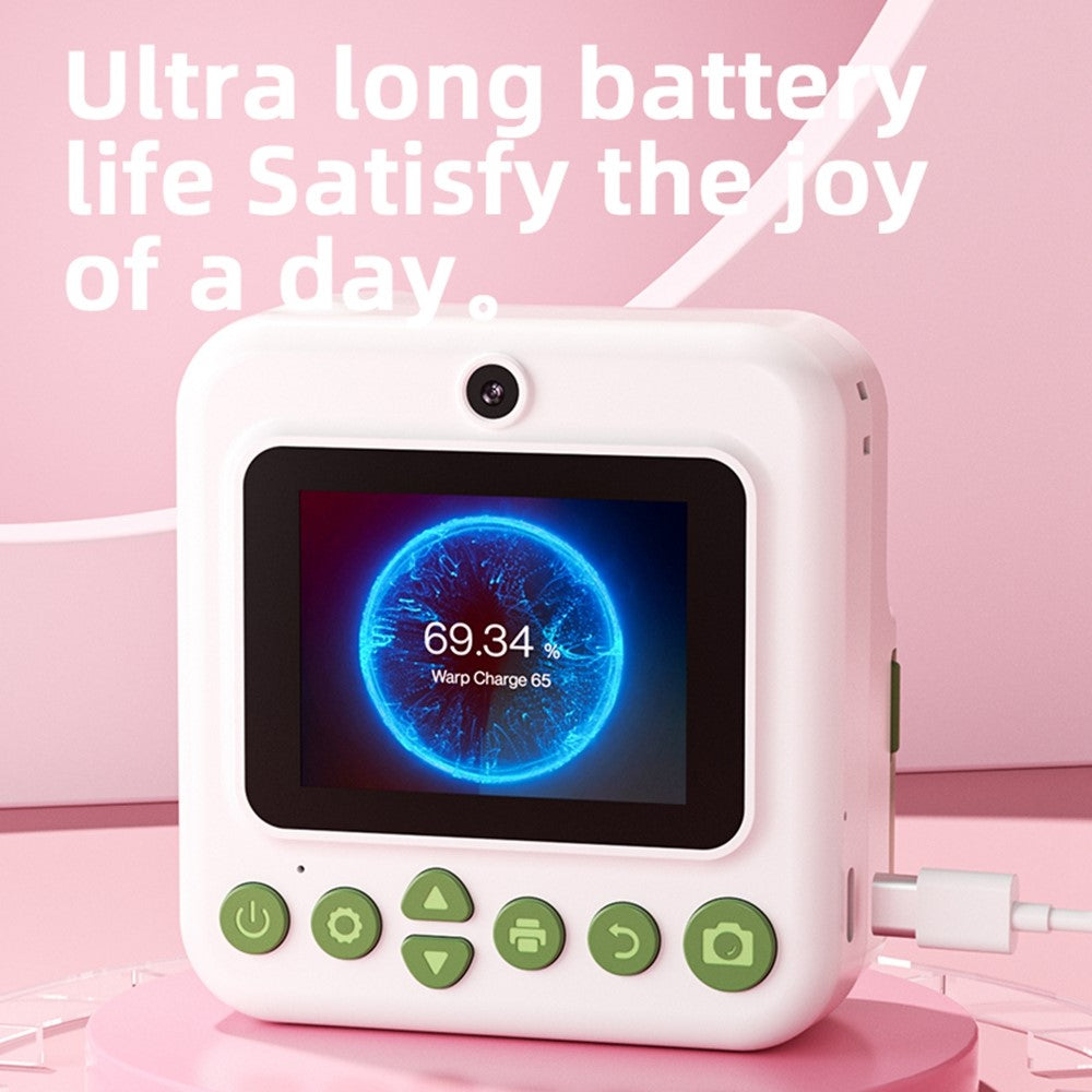 P03 Instant Print Camera for Kids Pattern Print 2.4 Inch HD 1080P Dual Camera Gift for Toddler