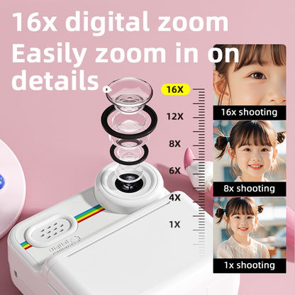 P03 Instant Print Camera for Kids Pattern Print 2.4 Inch HD 1080P Dual Camera Gift for Toddler
