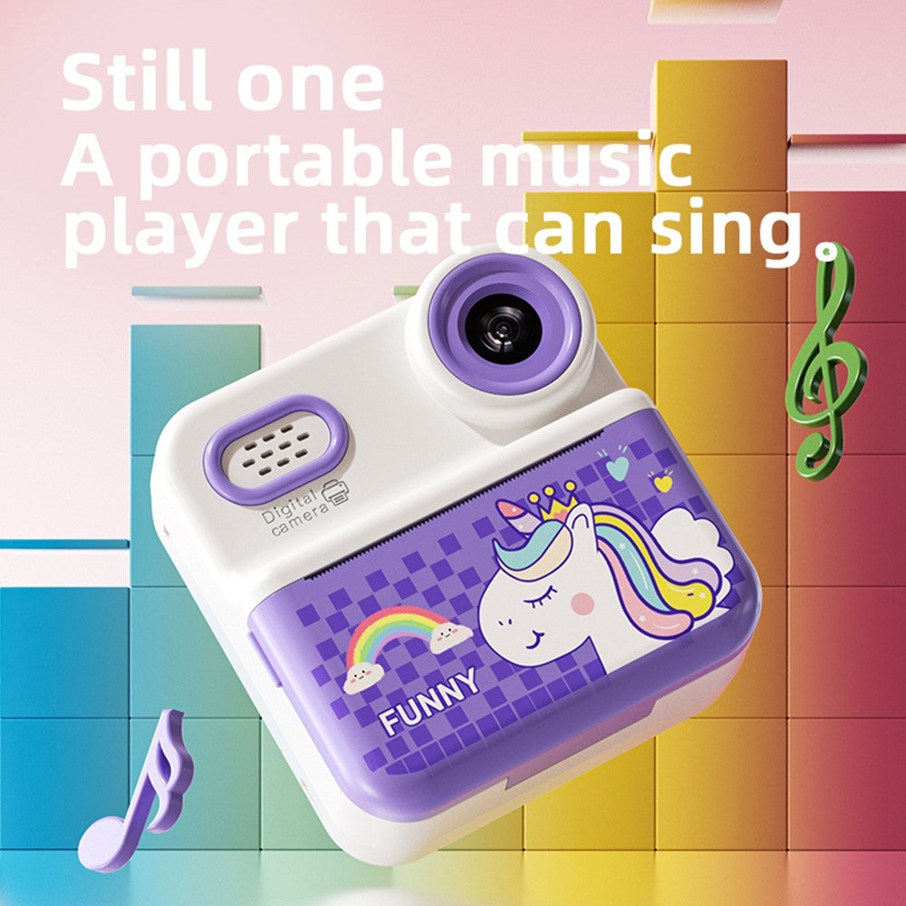 P03 Instant Print Camera for Kids Pattern Print 2.4 Inch HD 1080P Dual Camera Gift for Toddler