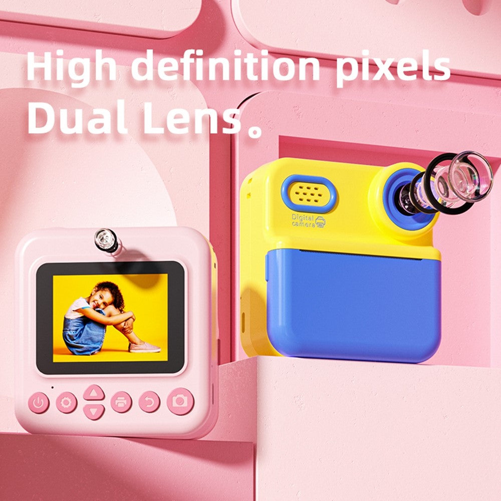P03 Instant Print Camera for Kids Pattern Print 2.4 Inch HD 1080P Dual Camera Gift for Toddler