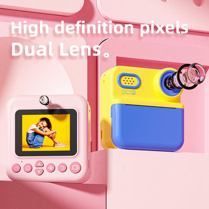 P03 Instant Print Camera for Kids Pattern Print 2.4 Inch HD 1080P Dual Camera Gift for Toddler