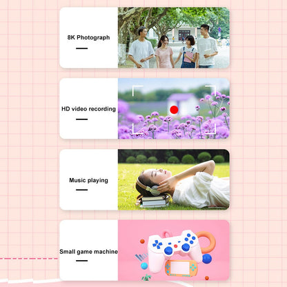 H4 Mini Pocket Camera 1080P Ultra HD 8K Student Digital Camera 2.4-inch LCD Camera with Flash