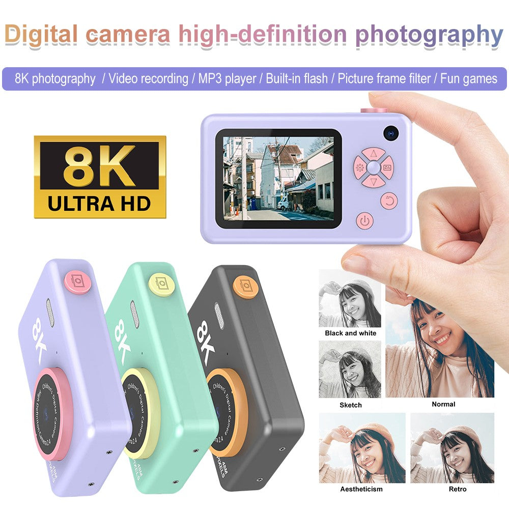 H4 Mini Pocket Camera 1080P Ultra HD 8K Student Digital Camera 2.4-inch LCD Camera with Flash