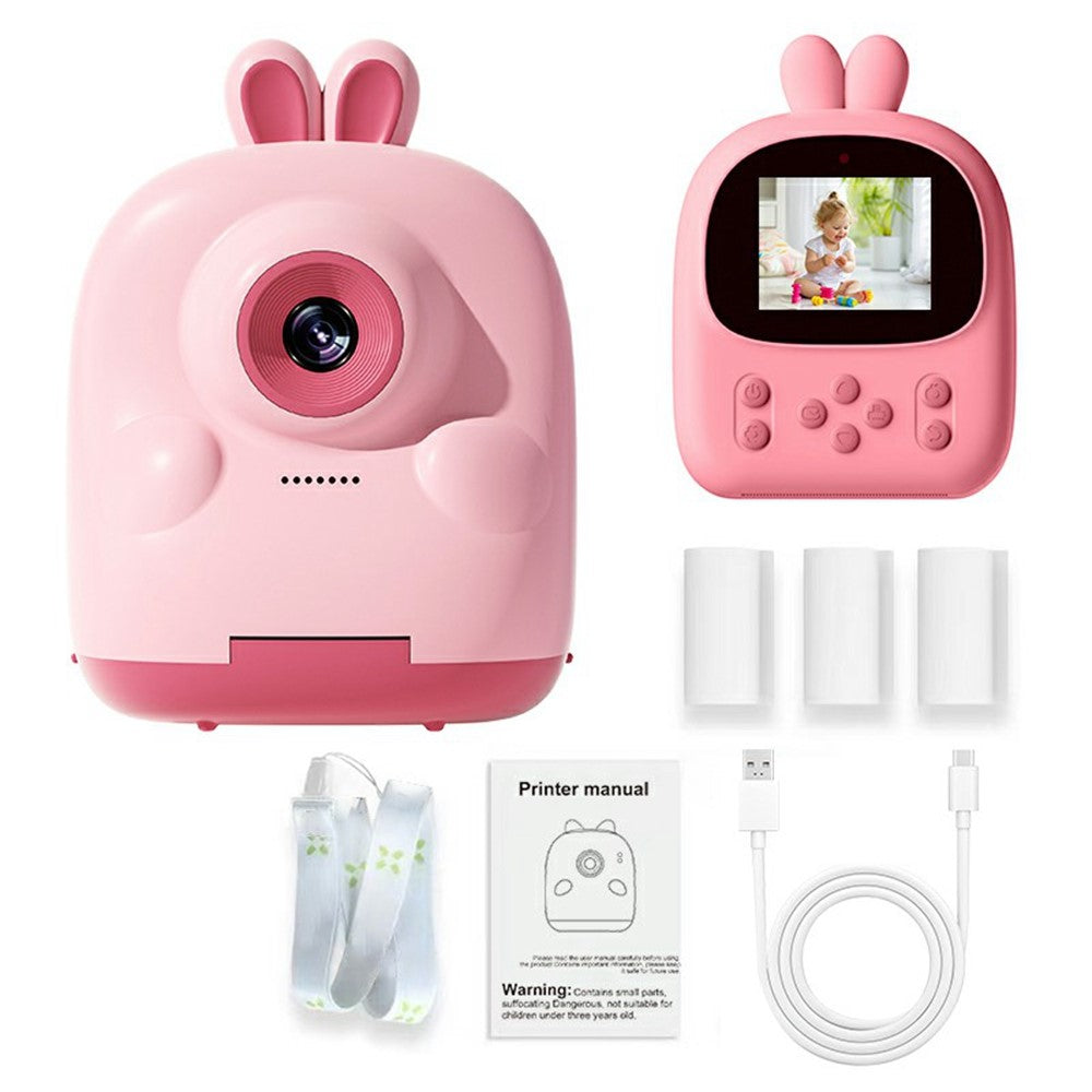 P01 Cartoon Kids Digital Camera Instant Print Dual Lens Mini Camera with 32GB Card