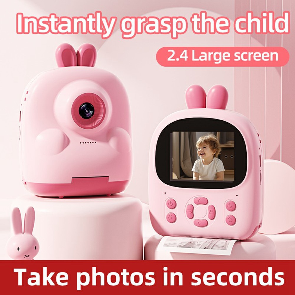 P01 Cartoon Kids Digital Camera Instant Print Dual Lens Mini Camera with 32GB Card