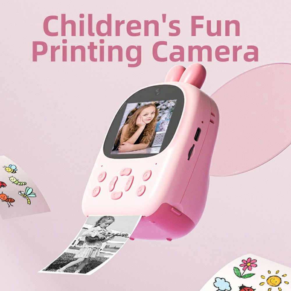 P01 Cartoon Kids Digital Camera Instant Print Dual Lens Mini Camera with 32GB Card