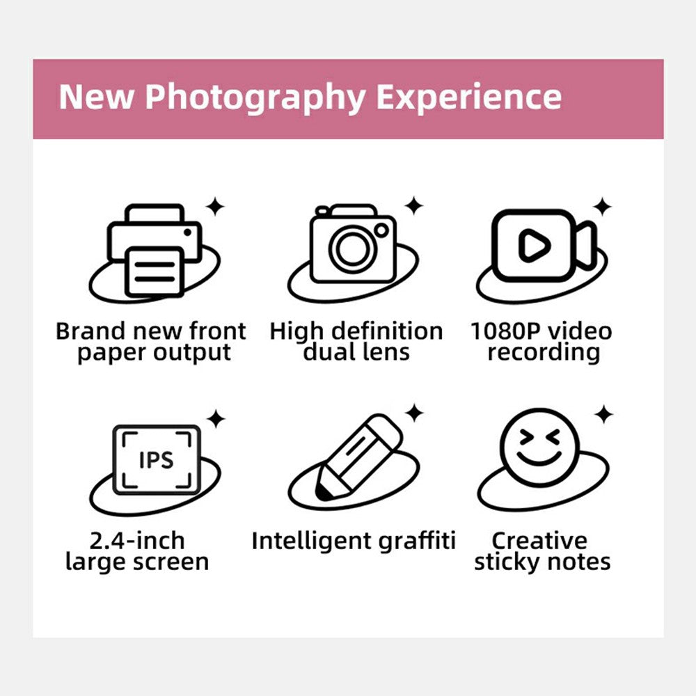 P01 Cartoon Kids Digital Camera Instant Print Dual Lens Mini Camera with 32GB Card